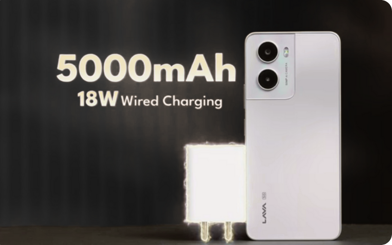 Lava Blaze Dragon Battery Backup & Charging: 5000mAh बैटरी और 18W फास्ट चार्जिंग